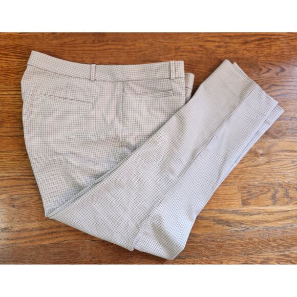 Banana Republic Houndstooth Sloan Stretch Pants Tan Brown & Cream Sz 16 - Picture 6 of 10